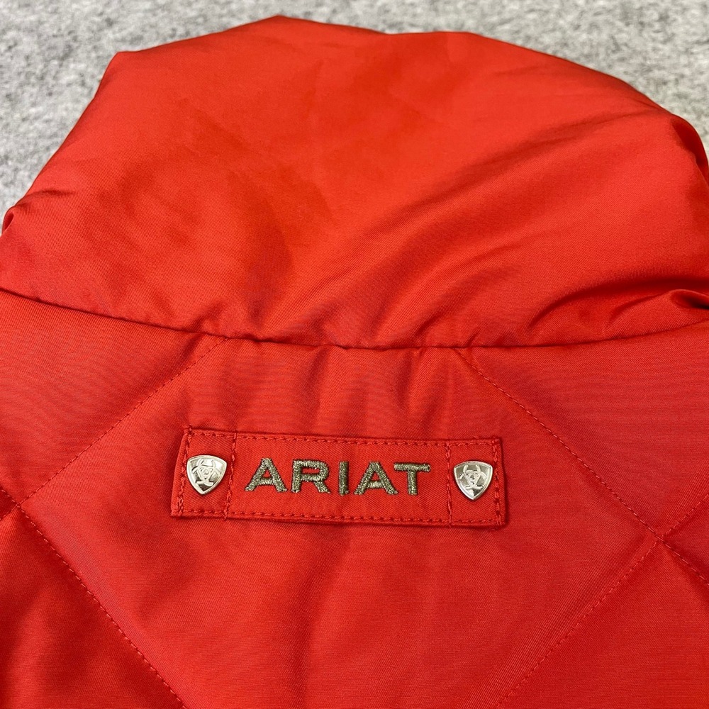 Ariat Womens Red Quilted Equestrian Vest Dog Print Lining Size Small - Picture 13 of 16